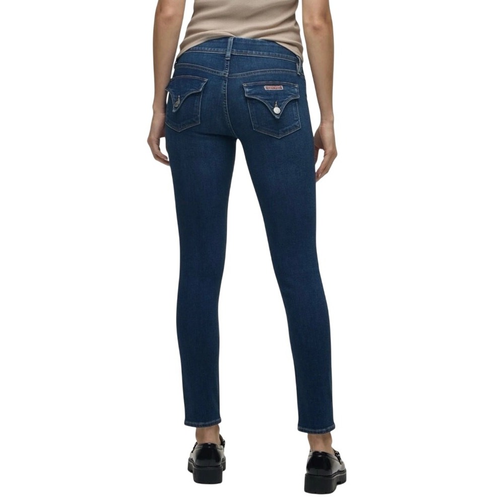 Hudson Jeans Womens 31 Collin Mid Rise Skinny Jeans Flap Pockets Dark Blue Wash
